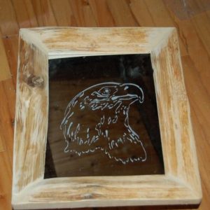 Etched Mirror with Eagle Profile from Crossknots Custom Woodworking