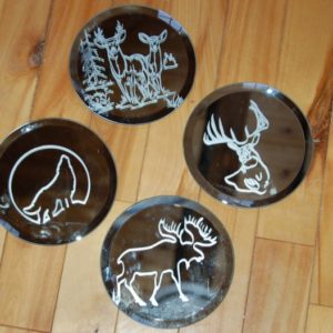 Etched Glass Wildlife Coasters from Crossknots Custom Woodworking