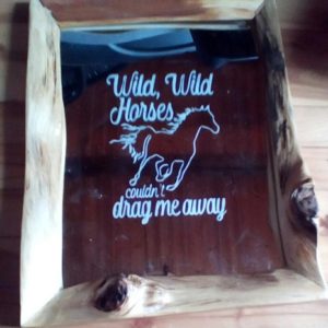 Etched Mirror with Wild Horses from Crossknots Custom Woodworking